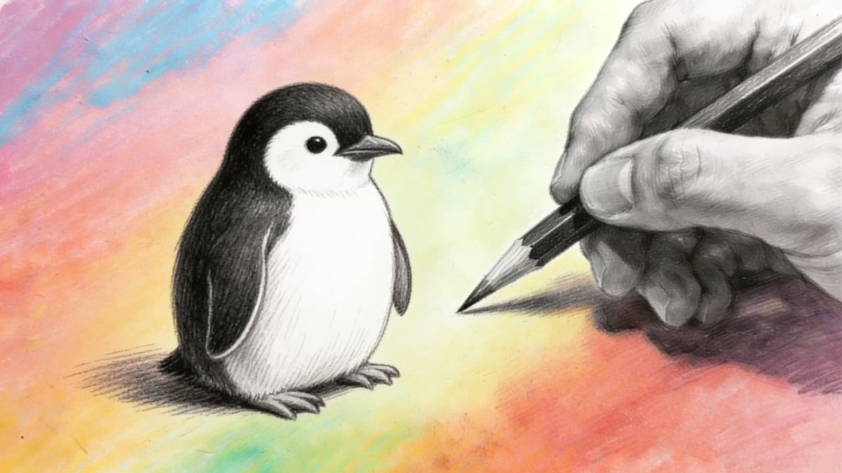 Aprende a desenhar pinguins