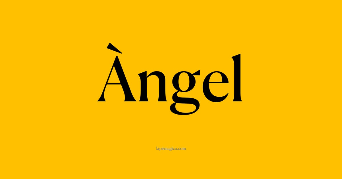 Nome Àngel, ficha divertida com pontilhado para crianças