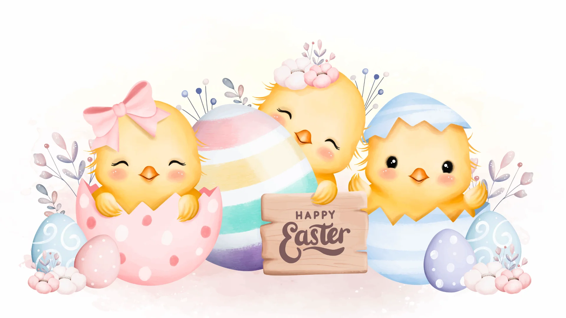 Desenhos de Pintainhos  de Páscoa para colorir