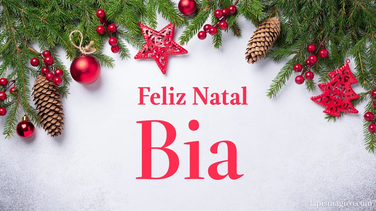 Oh Bia, cinco postais de Feliz Natal Postal com o teu nome