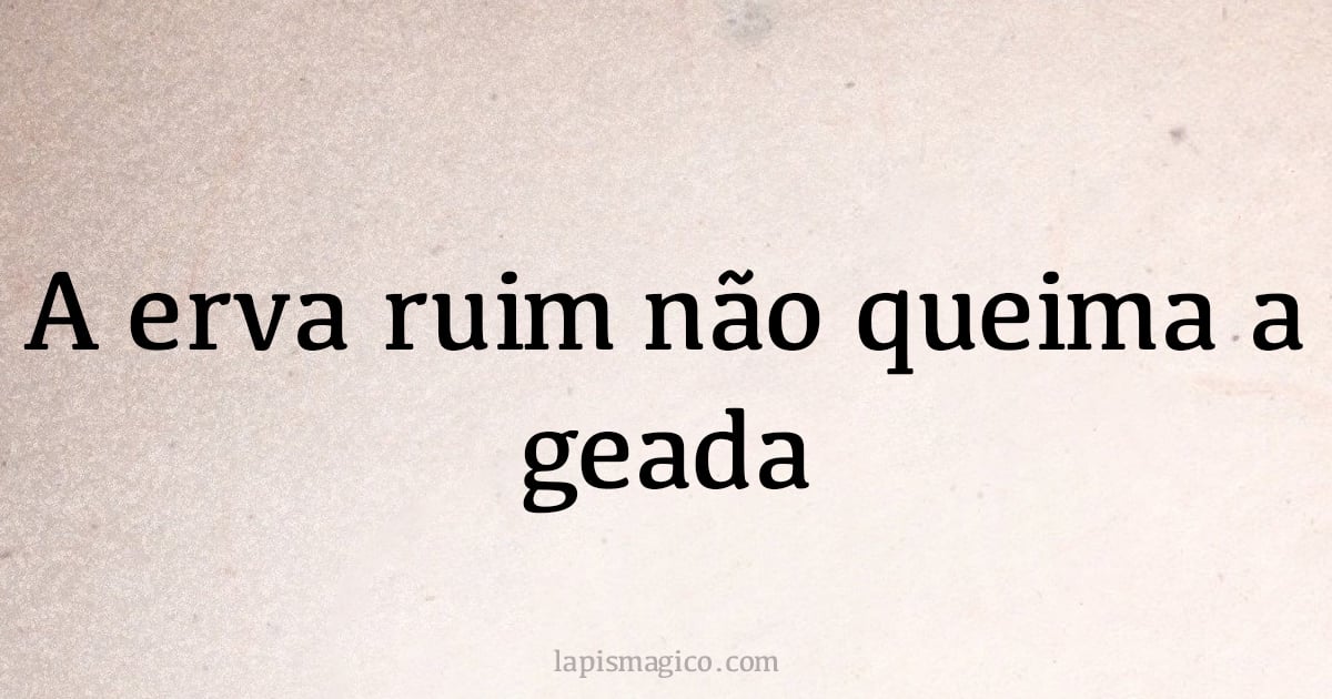 A erva ruim não queima a geada (provérbio ou dito popular)
