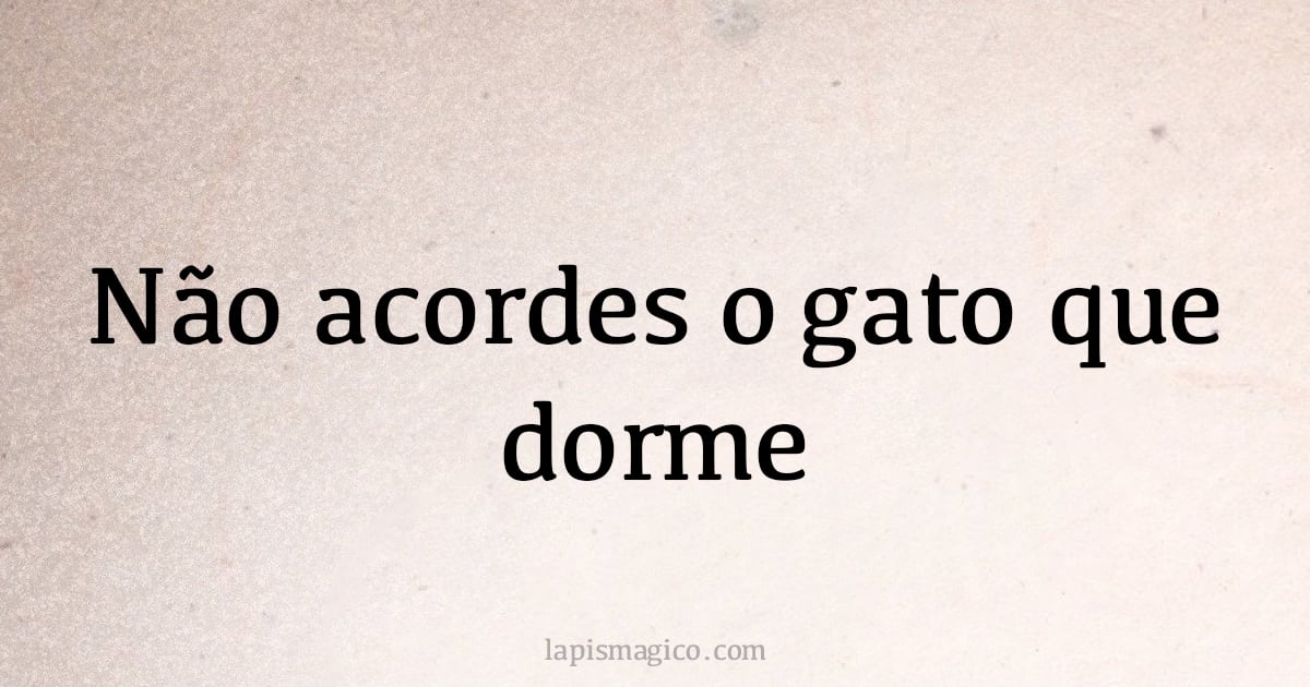 Não acordes o gato que dorme (provérbio ou dito popular)