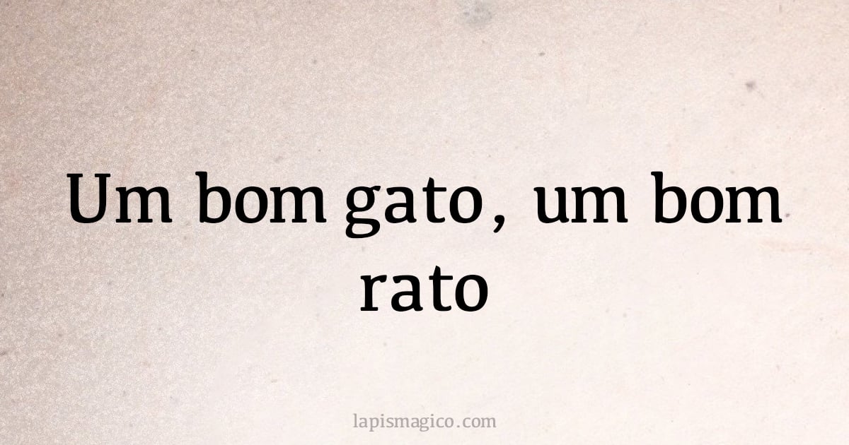 Um bom gato, um bom rato (provérbio ou dito popular)
