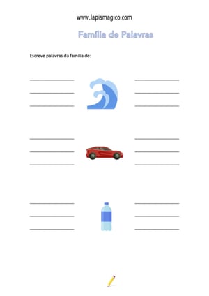 Família de palavras, ficha pdf nº3