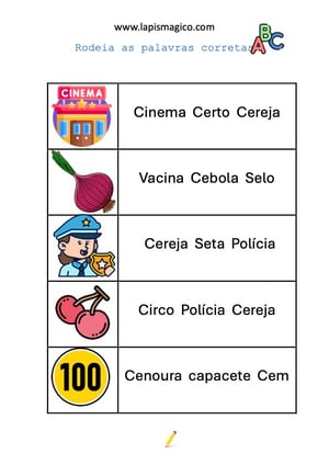 Consciência Fonológica, ficha pdf nº1