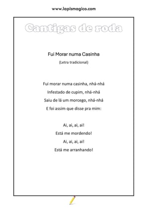 Fui Morar Numa Casinha, ficha pdf nº1