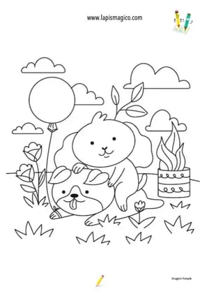 Desenhos de cães fofinhos para colorir, ficha pdf nº16