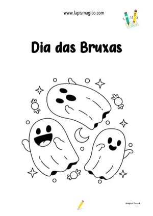 Desenhos de Halloween ou dia das Bruxas para colorir, ficha pdf nº4