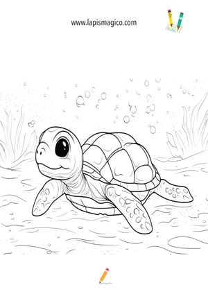 Desenhos de Tartarugas fofinhos para colorir, ficha pdf nº15
