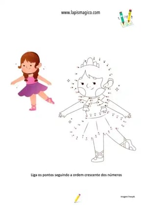 Desenhos ligar ponto por ponto e colorir, ficha pdf nº1