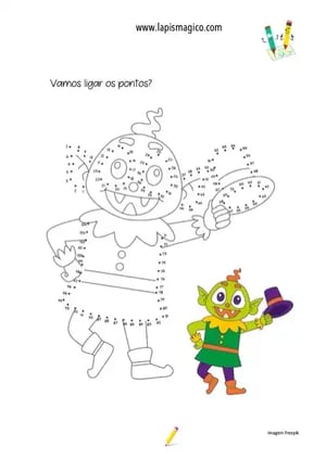 Desenhos ligar ponto por ponto e colorir, ficha pdf nº4