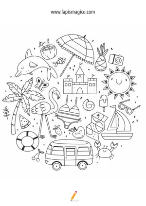 Desenhos de verão para colorir, ficha pdf nº8