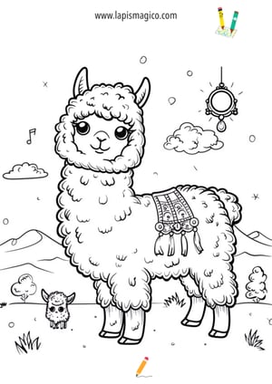 Desenhos de lamas fofinhos para colorir, ficha pdf nº2