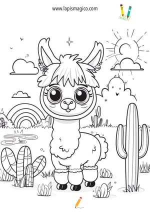 Desenhos de lamas fofinhos para colorir, ficha pdf nº3