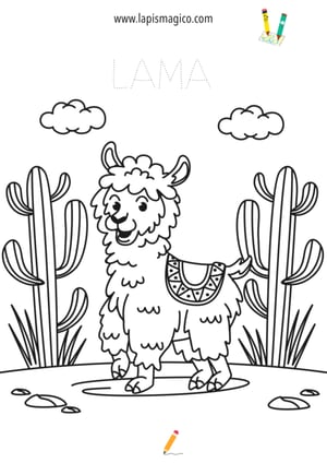 Desenhos de lamas fofinhos para colorir, ficha pdf nº4