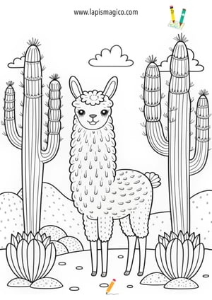 Desenhos de lamas fofinhos para colorir, ficha pdf nº6