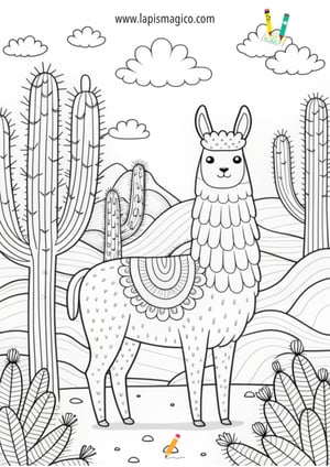 Desenhos de lamas fofinhos para colorir, ficha pdf nº7