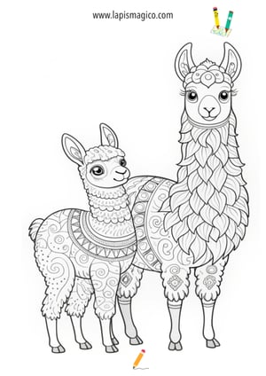Desenhos de lamas fofinhos para colorir, ficha pdf nº8
