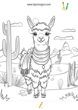 Desenhos de lamas fofinhos para colorir, ficha pdf nº9