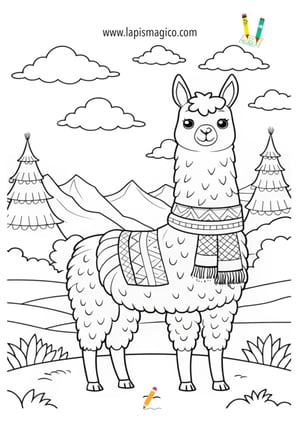 Desenhos de lamas fofinhos para colorir, ficha pdf nº12