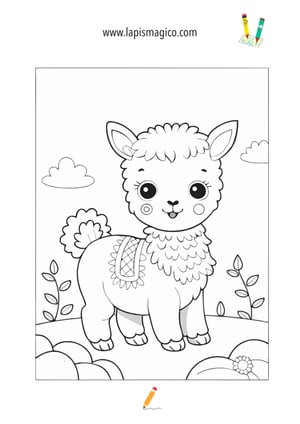 Desenhos de lamas fofinhos para colorir, ficha pdf nº14