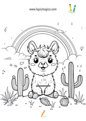 Desenhos de lamas fofinhos para colorir, ficha pdf nº16