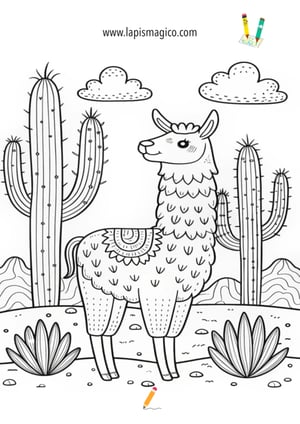 Desenhos de lamas fofinhos para colorir, ficha pdf nº17