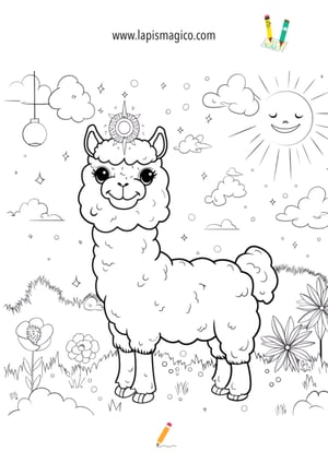 Desenhos de lamas fofinhos para colorir, ficha pdf nº19