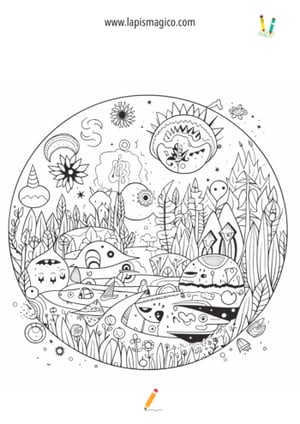 Desenhos de mundos imaginários para colorir, ficha pdf nº10