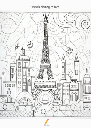 Desenhos de Torre Eiffel para colorir, ficha pdf nº1