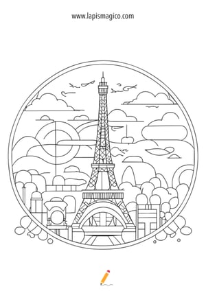 Desenhos de Torre Eiffel para colorir, ficha pdf nº4