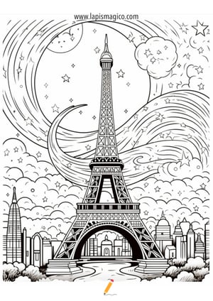 Desenhos de Torre Eiffel para colorir, ficha pdf nº5