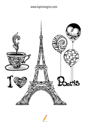 Desenhos de Torre Eiffel para colorir, ficha pdf nº8