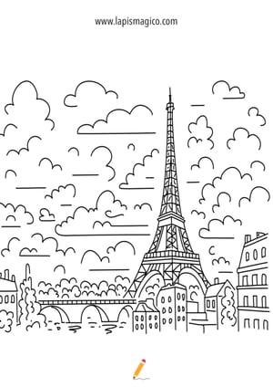 Desenhos de Torre Eiffel para colorir, ficha pdf nº10