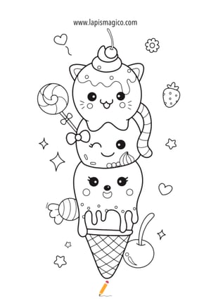 Desenhos de kawaii, ficha pdf nº3