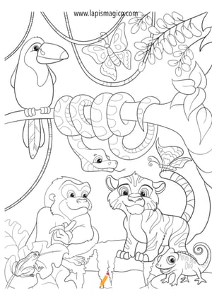 Desenhos de animais da selva para colorir, ficha pdf nº5