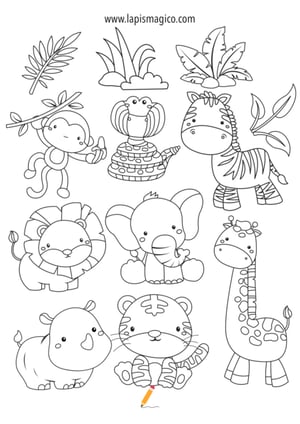 Desenhos de animais da selva para colorir, ficha pdf nº12