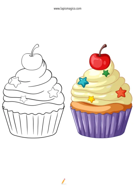 Desenhos de cupcakes para colorir, ficha pdf nº8