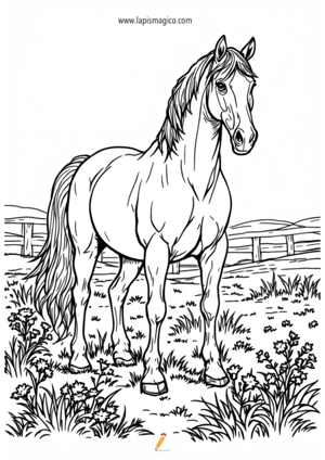 Desenhos de cavalos para colorir, ficha pdf nº12