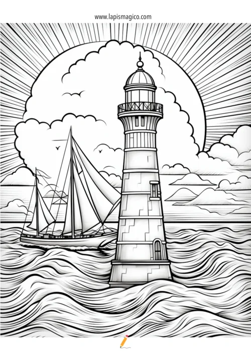 Desenhos de Faróis para colorir, ficha pdf nº13