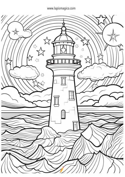 Desenhos de Faróis para colorir, ficha pdf nº17