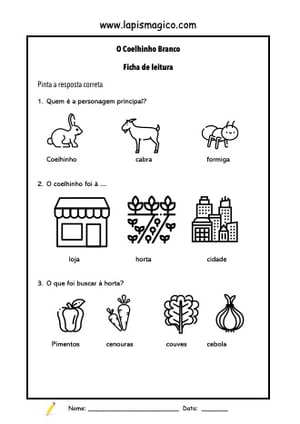 O Coelhinho Branco, ficha pdf nº3