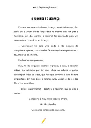 O rouxinol e o licranço, ficha pdf nº1
