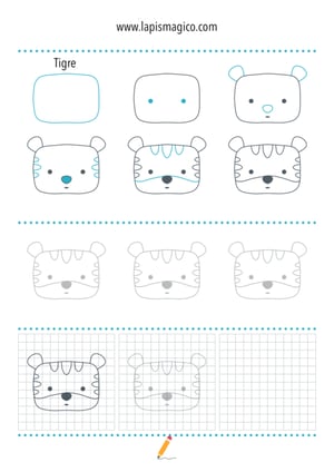 Aprende a desenhar tigres, ficha pdf nº1