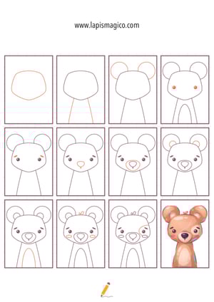 Aprende a desenhar ursos, ficha pdf nº3
