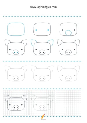 Aprende a desenhar porcos, ficha pdf nº2