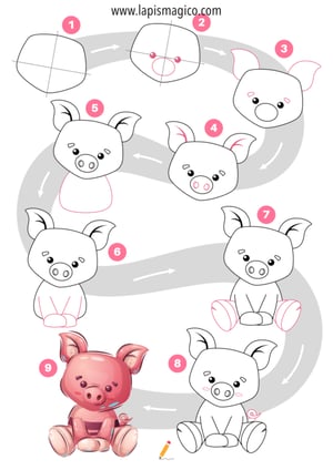Aprende a desenhar porcos, ficha pdf nº3