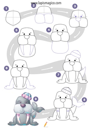 Aprende a desenhar focas, ficha pdf nº1