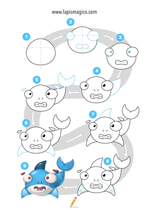 Aprende a desenhar tubarão, ficha pdf nº1