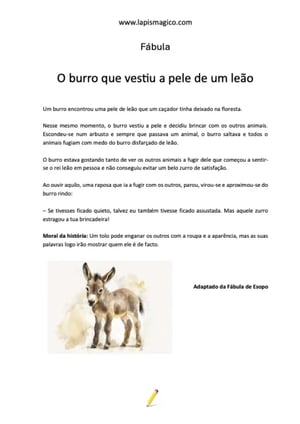 O burro que vestiu a pele de um leão, ficha pdf nº2